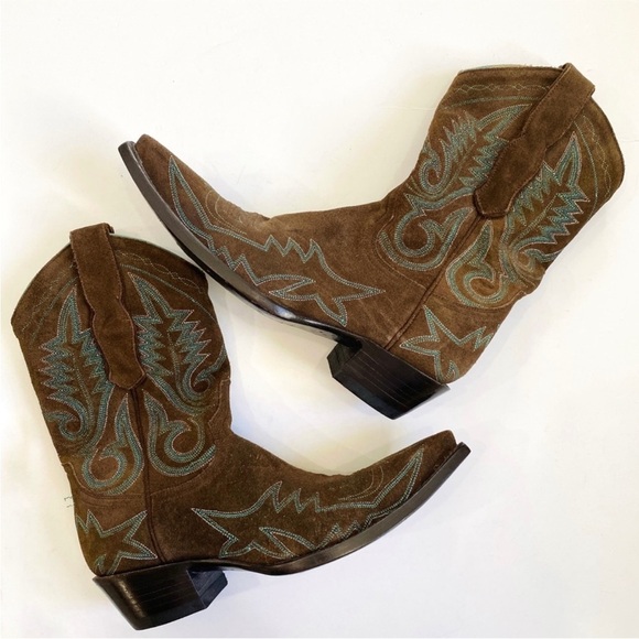 Old Gringo Letty Vesuvio Oryx genuine suede cowboy boots in Forrest green EUC - Picture 1 of 9
